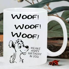 1 "Woof Woof" 11oz Insulated Ceramic Coffee Mug - Reusable, Hand-Wash Only, Perfect for Dog Lovers - Ideal