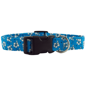 Blue Hawaiian Flowers Dog Collar (size: X-Small)