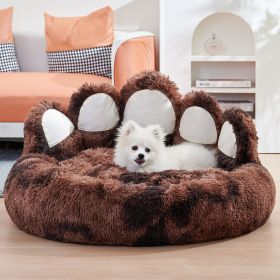 Dog Bed Bear Paw Shape Pet Bed - Dog Beds & Furniture for Small and Medium Dogs, Cat Beds for Indoor Cats (Color: Tie-dye deep coffee, size: L-80cm/32inch)